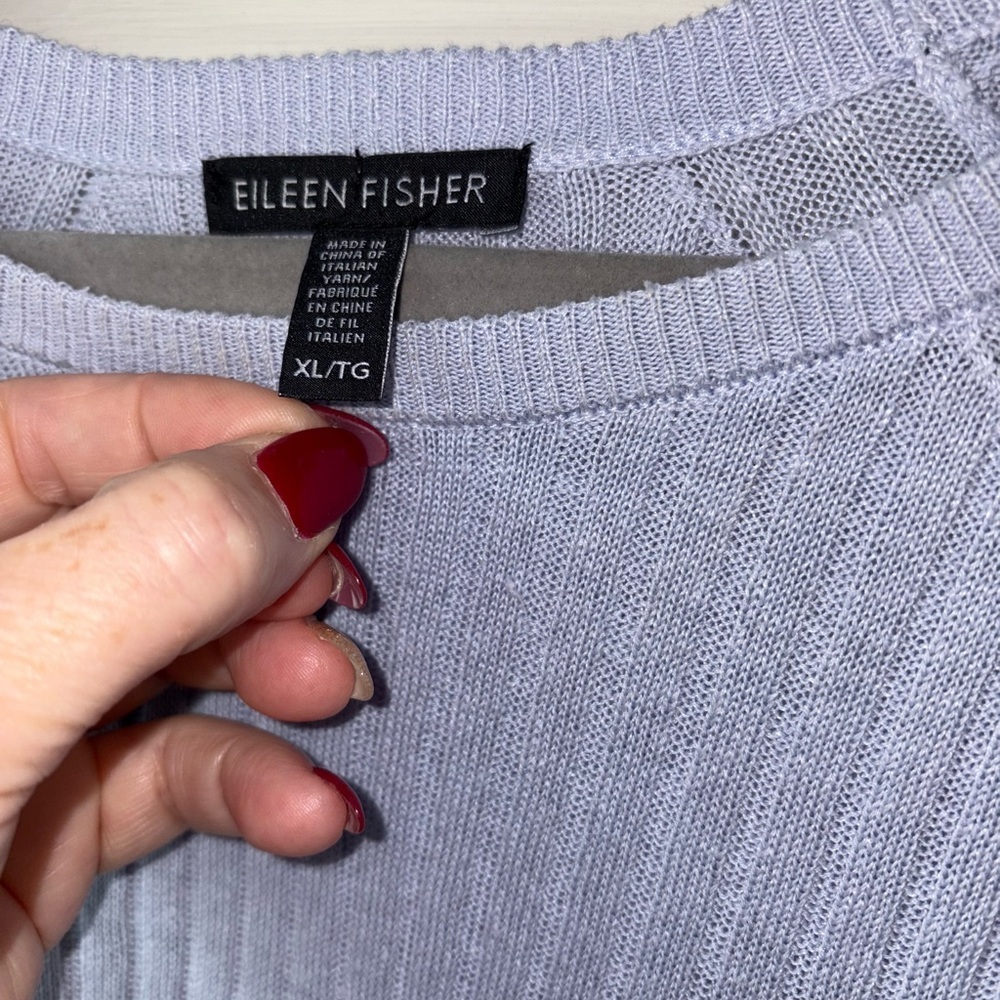 Eileen Fisher Linen Cotton Ribbed Tunic Sweater XL Lavender Lightweight - Picture 3 of 5
